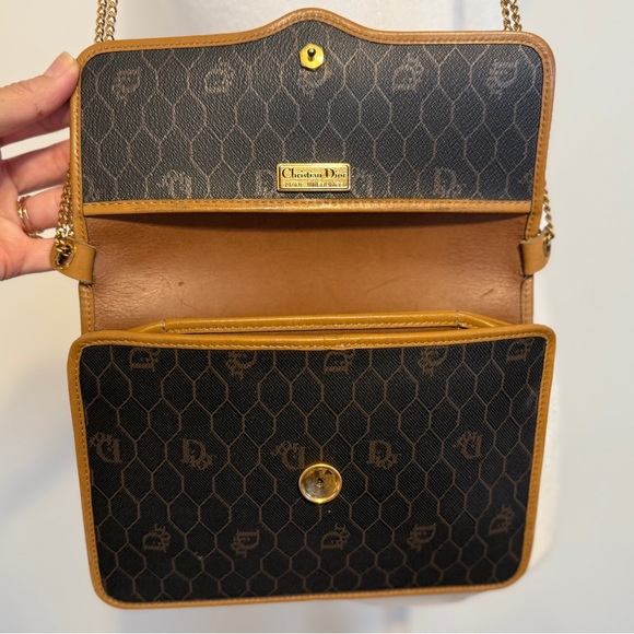 SOLD - Authentic Christan Dior Black and Brown Chain Shoulder Bag - Picture 7 of 11
